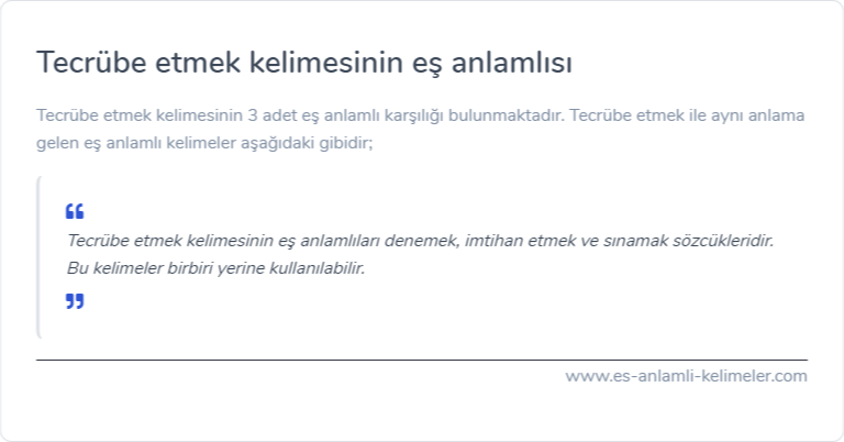 Tecrübe etmek eş anlamlısı