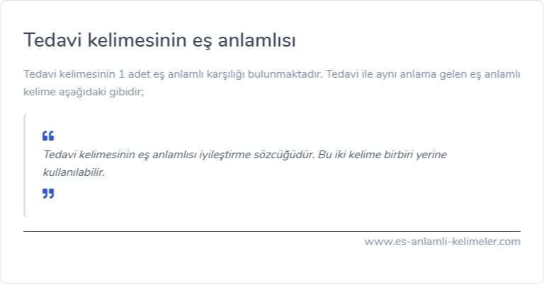 Tedavi eş anlamlısı ne?