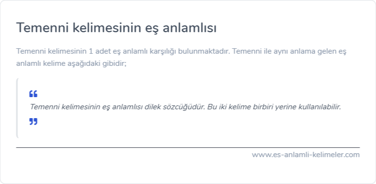 Temenni eş anlamı nedir?