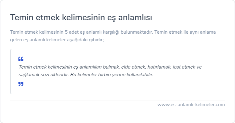 Temin etmek kelimesinin eş anlamı