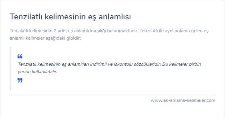 Tenzilatlı kelimesinin eş anlamı nedir?