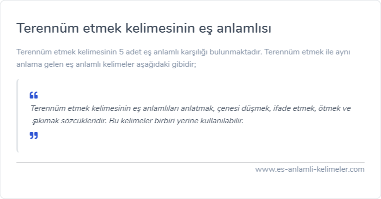 Terennüm etmek eş anlamlısı ne?