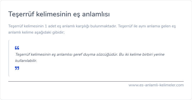 Teşerrüf kelimesinin eş anlamı ne?