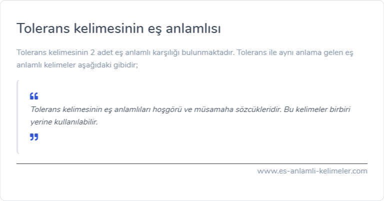 Tolerans kelimesinin es anlamlisi nedir