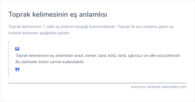 Toprak kelimesinin es anlami nedir?