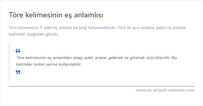 Töre kelimesinin es anlamlisi nedir