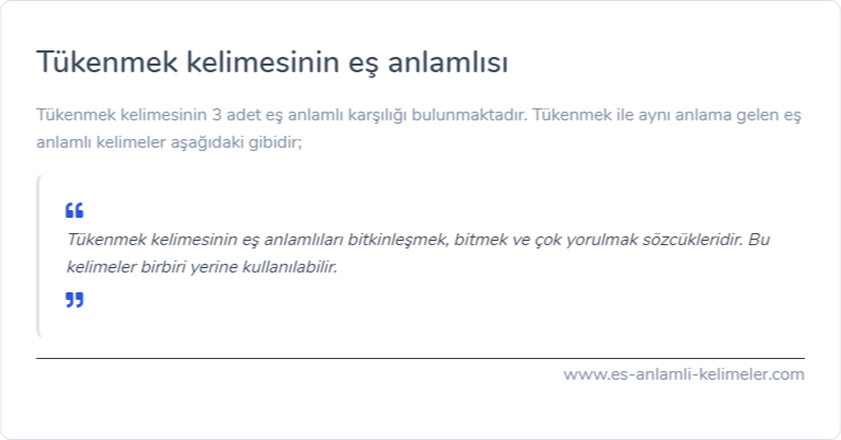 Tükenmek eş anlamı ne?