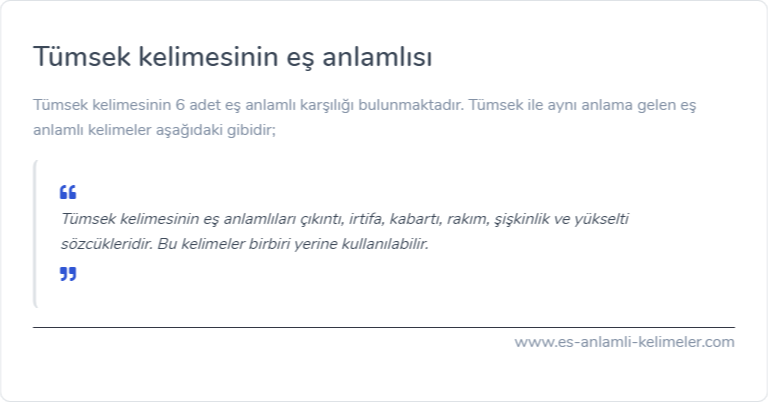 Tümsek kelimesinin es anlamlisi nedir