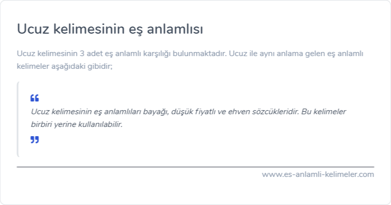 Ucuz es anlami nedir?