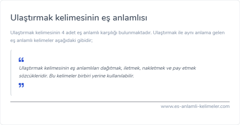 Ulaştırmak eş anlamı nedir?