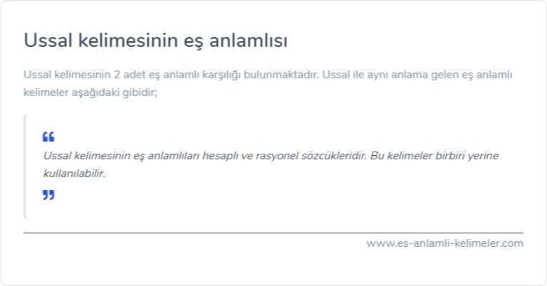 Ussal kelimesinin es anlamlisi ne