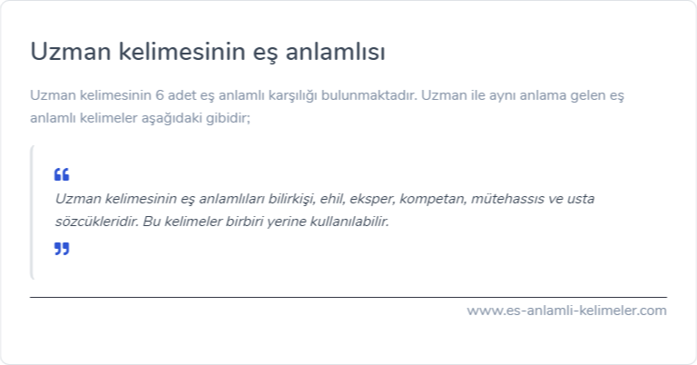 Uzman kelimesinin eş anlamlısı nedir?