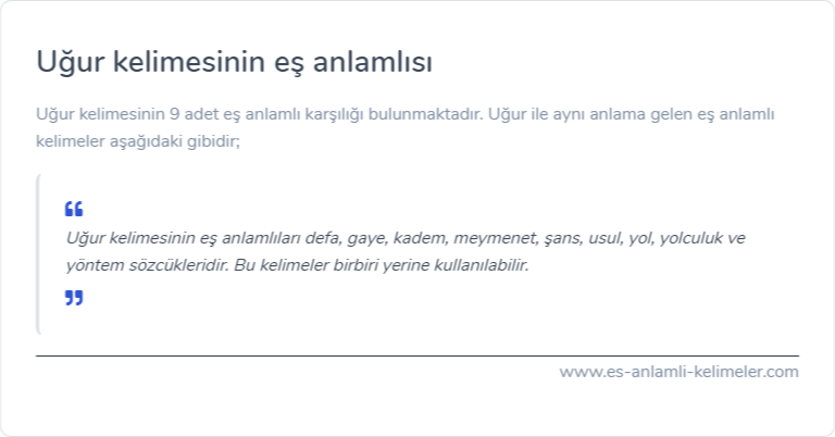 Uğur kelimesinin es anlamlisi ne