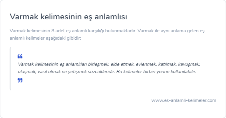 Varmak kelimesinin eş anlamı