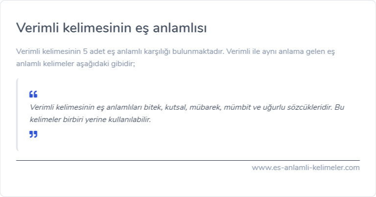 Verimli es anlami nedir?