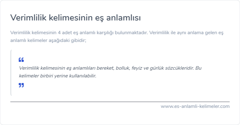 Verimlilik kelimesinin eş anlamı nedir?