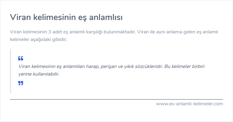 Viran kelimesinin es anlamlisi