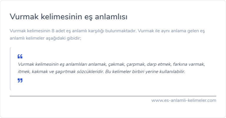 Vurmak es anlamlisi