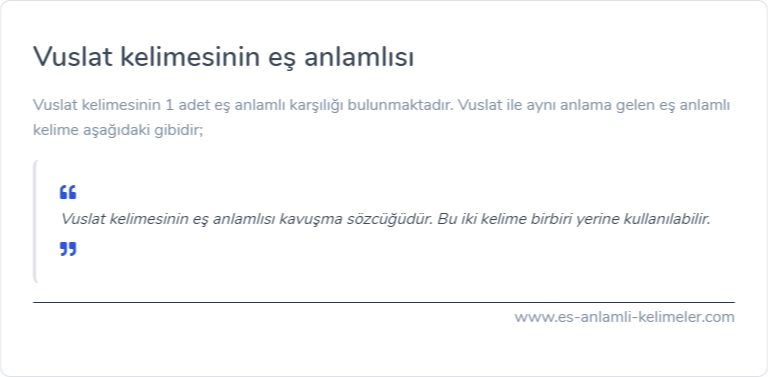 Vuslat kelimesinin es anlami