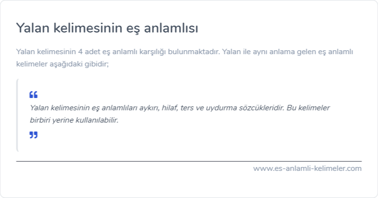 Yalan es anlami ne?