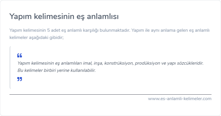 Yapım kelimesinin es anlami