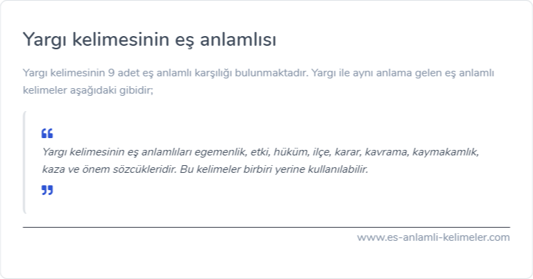 Yargı kelimesinin eş anlamlısı