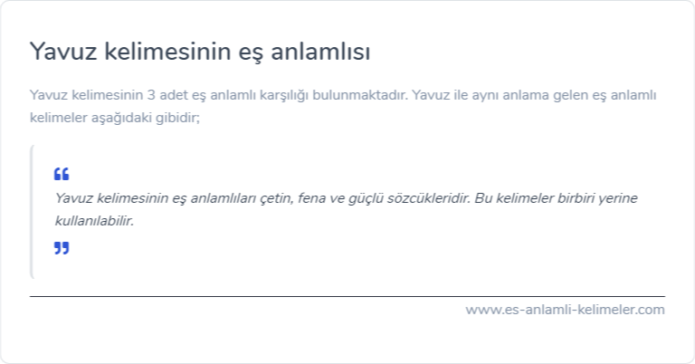 Yavuz es anlamlisi