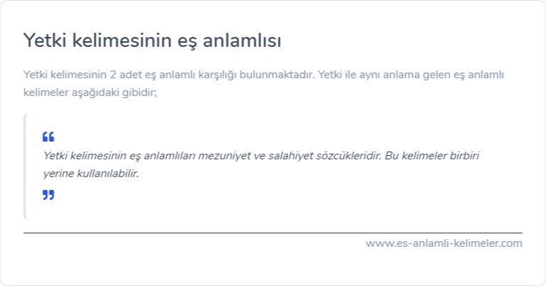 Yetki kelimesinin es anlami