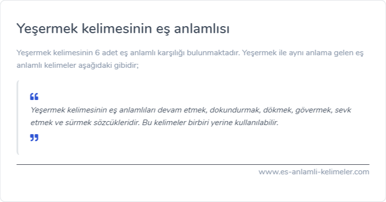 Yeşermek eş anlamı nedir?