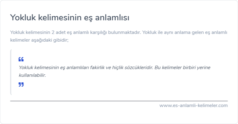 Yokluk es anlami ne?