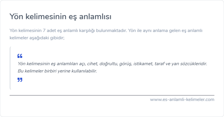 Yön eş anlamlısı ne?