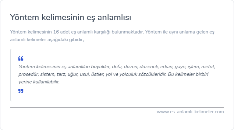 Yöntem eş anlamı